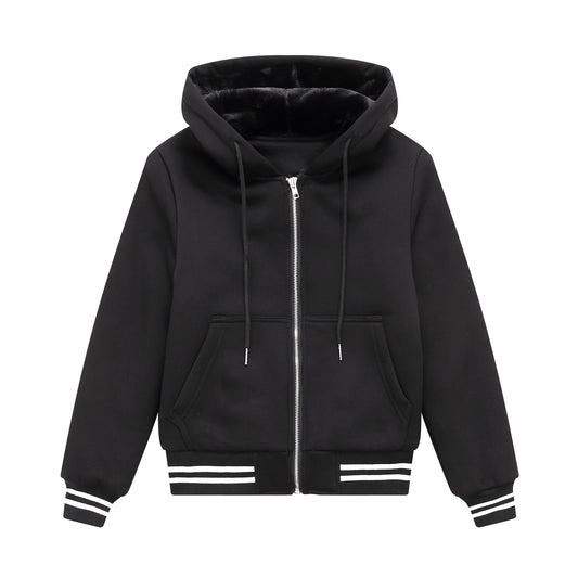 Heavy Fur Lined Sweatshirt- Striped Band