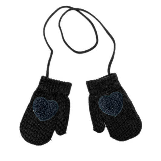 Black Mittens Black Heart